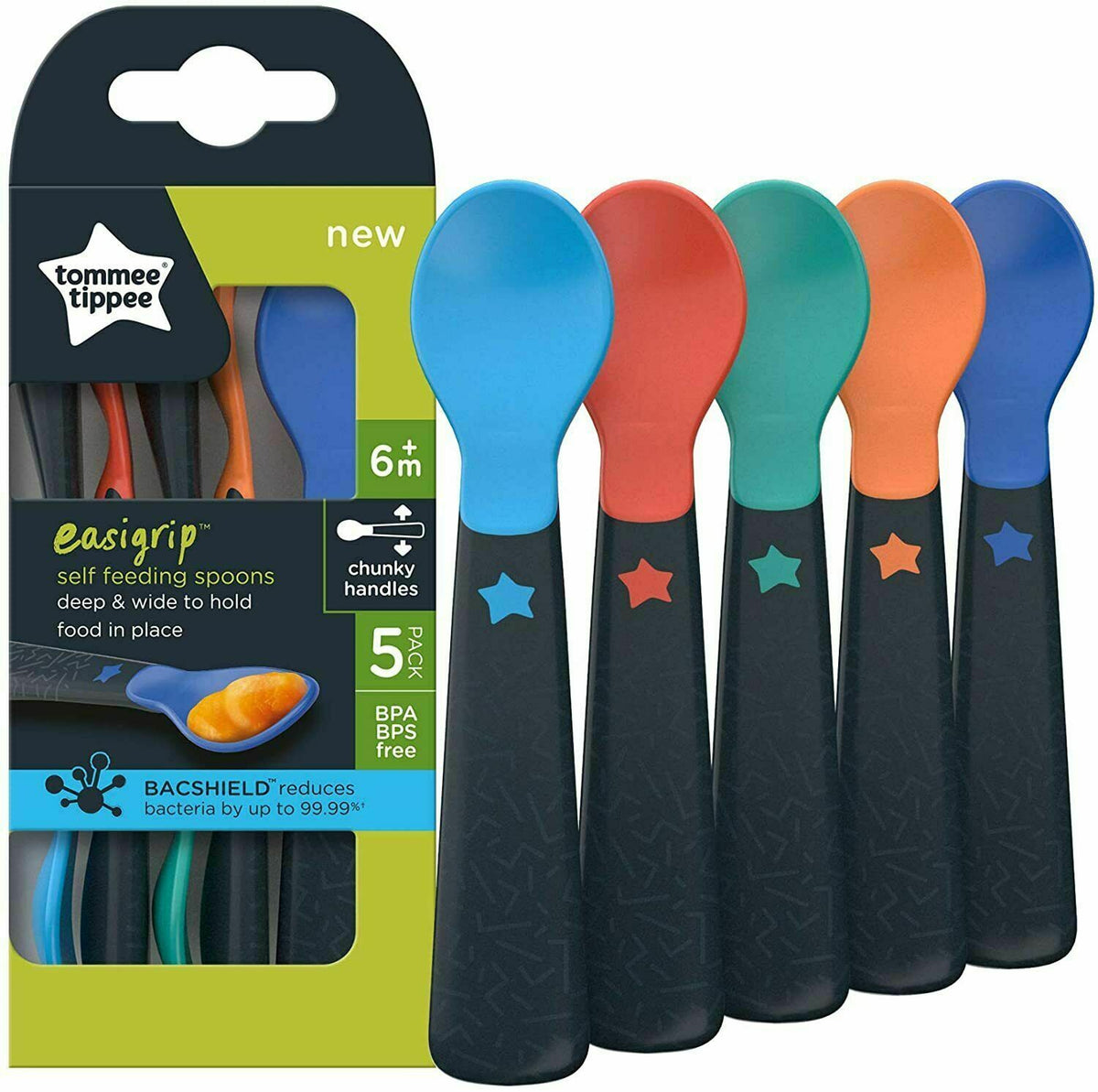 EASY GRIP SELF FEEDING SPOONS 5 PCS