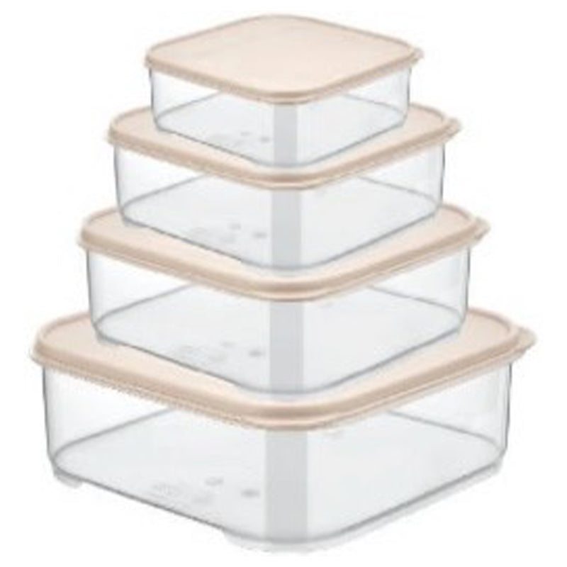 4Pc Nano Storage Box Set (200Ml/530Ml/1.1Ltr/2.2Ltr) - Clear