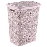 Plastic Laundry Basket 60Ltr-Lace - Pink