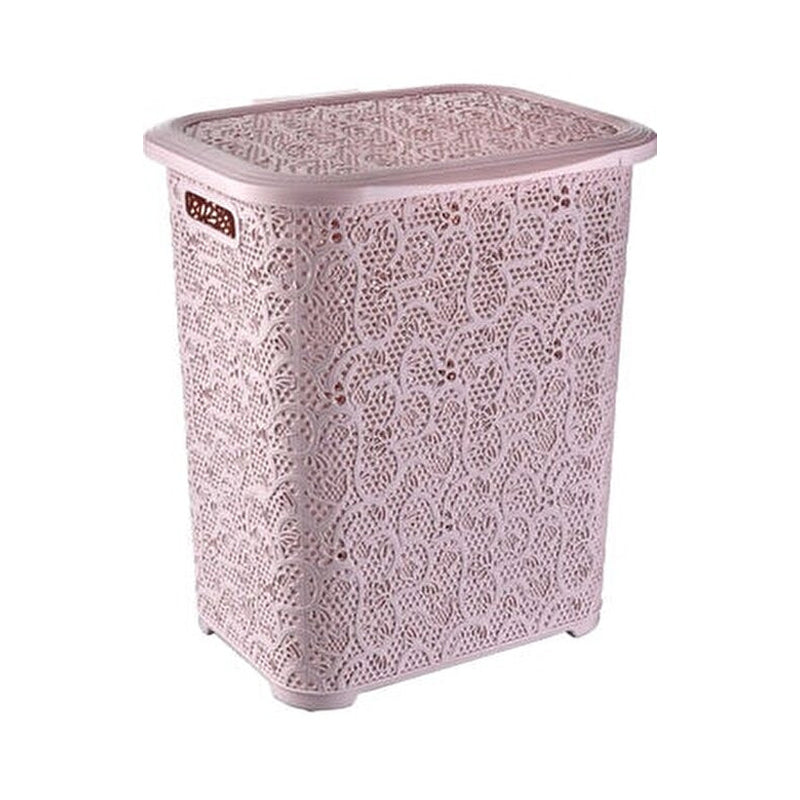 Plastic Laundry Basket 30Ltr-Lace - Pink