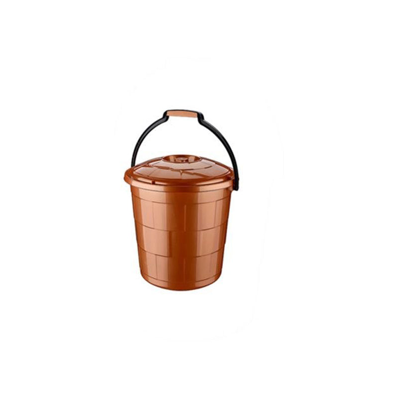 Plastic Storage Bucket With Lock 65Ltr-Tetris - Brown