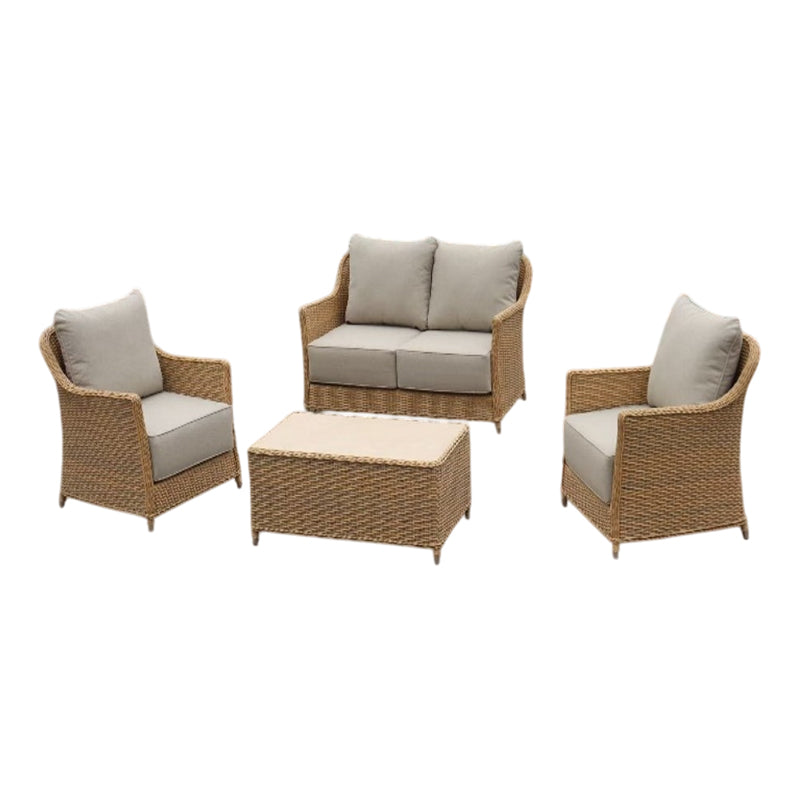 4Pc Rattan Sofa Set- 1 D.Seater+2 S.Seater+Table - Multicolour
