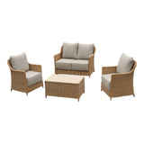 4Pc Rattan Sofa Set- 1 D.Seater+2 S.Seater+Table - Multicolour