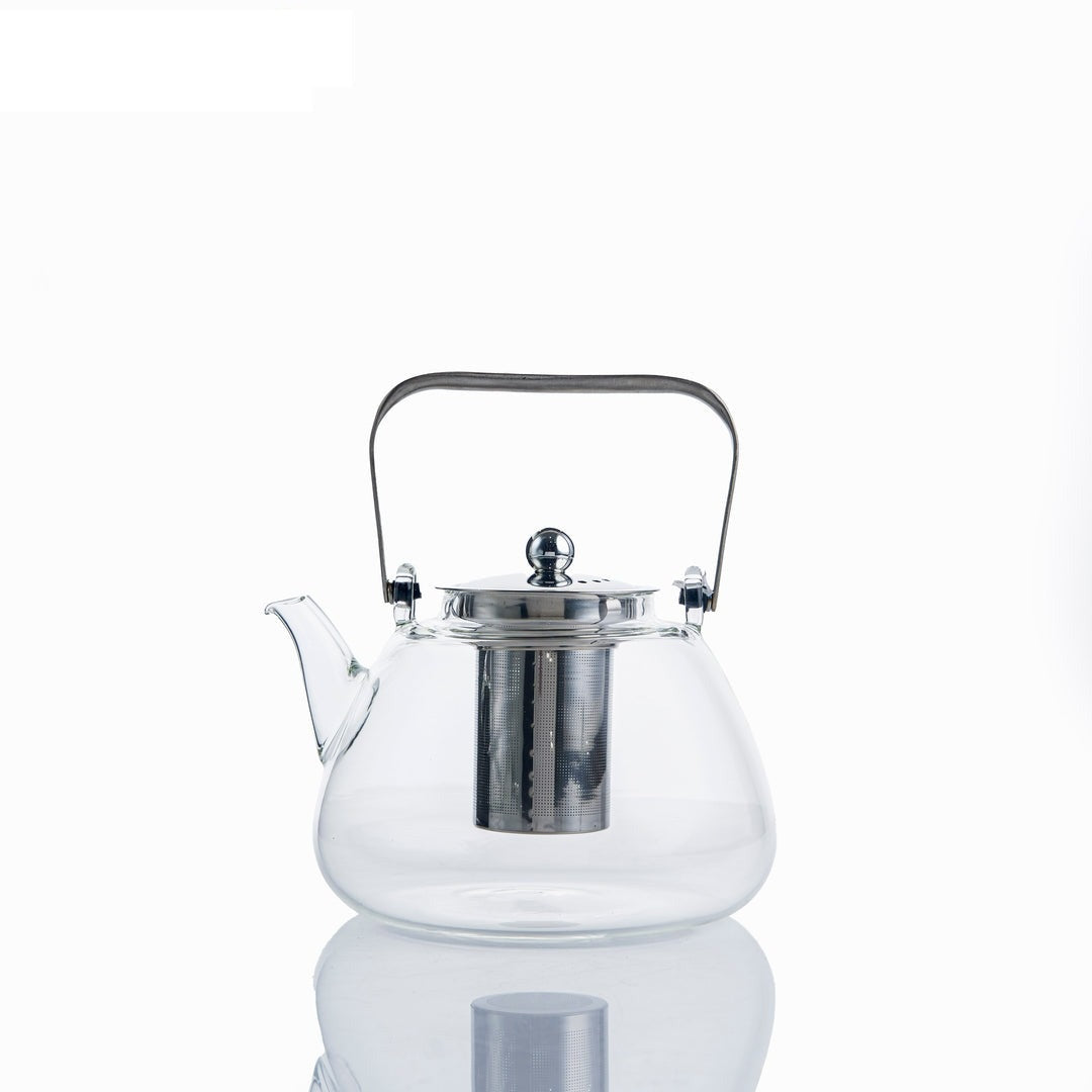 Glass Pot - Clear & Silver