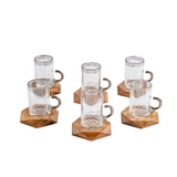 Istikanah Cup Set With Wooden Saucer 18 Pcs - Clear