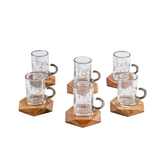 Istikanah Cup Set With Wooden Saucer 18 Pcs - Clear