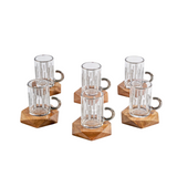 Istikanah Cup Set With Wooden Saucer 18 Pcs - Clear