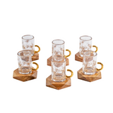 Istikanah Cup Set With Wooden Saucer 18 Pcs - Clear