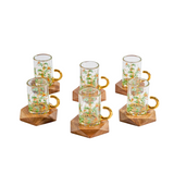 Istikanah Cup Set With Wooden Saucer 18 Pcs - Clear