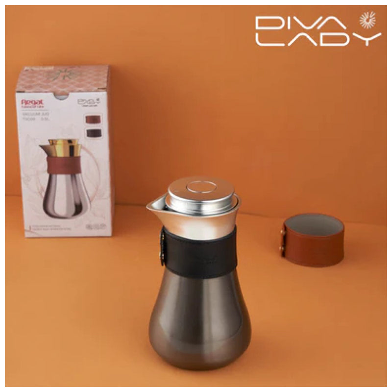 Diva Lady Silver Gray Water Bottle Without Handle, 500Ml - Silver - Gray