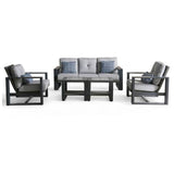 5Pc Spring Motion Wicker Sofa Set Black/Grey