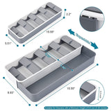 Utensil Drawer Organizer Tray 39.5X14-22.8X5.6Cm 559G - White/Silver