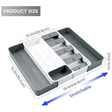 Kitchen Tools Drawer Organizer Tray 26.8-46.8X39.5X5.6Cm - White/Silver