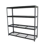4 Tier Heavy Duty Rivet Shelf W/Wire Mesh 54X182X183Cm