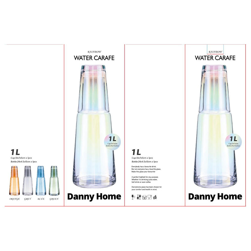 Danny Home Glass Water Carafe Glass Cup
1000Ml - Rainbow