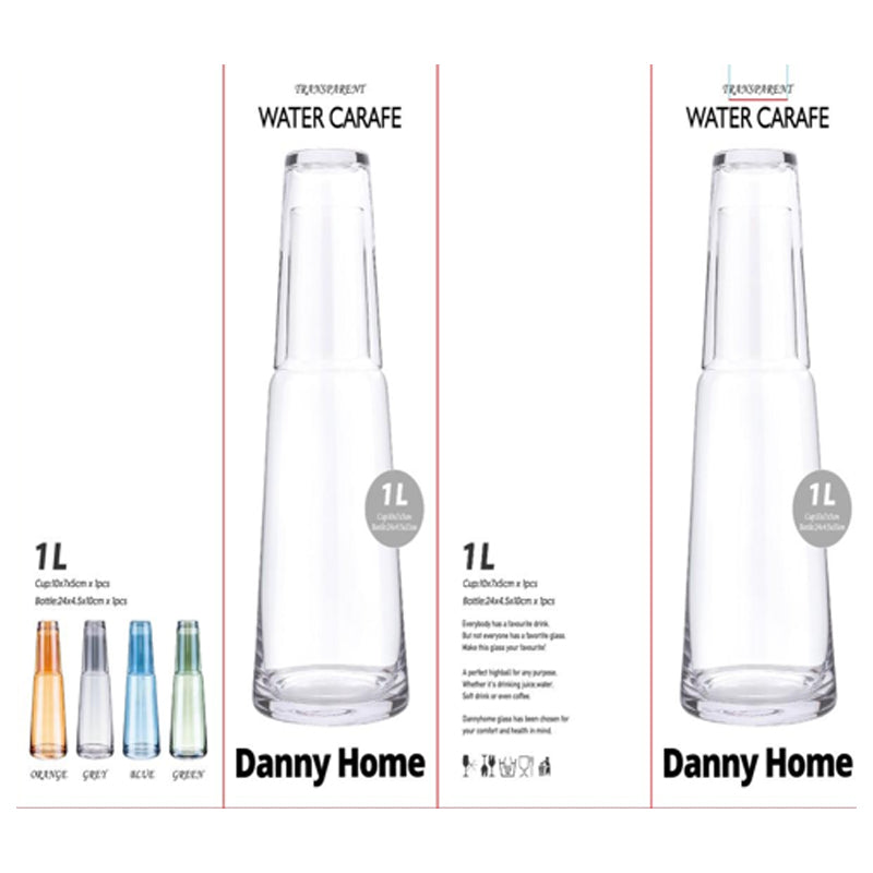 Danny Home Glass Water Carafe Glass Cup 1000Ml - Clear