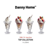 Danny Home 4Pc Wide Mouth Ice Cream Glass Cup Set
230Ml 
 - Clear