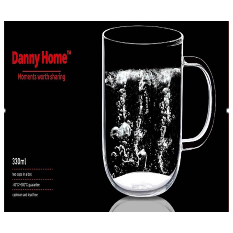 Danny Home 2Pc Borosilicate Glass Cup 330Ml 

 - Clear