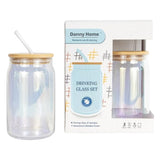 Danny Home 4Pc Juice Glass Jar Set Lidstraw
 480Ml - Clear