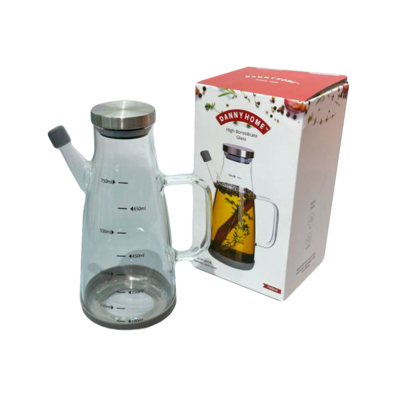 Danny Home Borosilicate Glass Oil Jug Steel Lid 750Ml - Clear