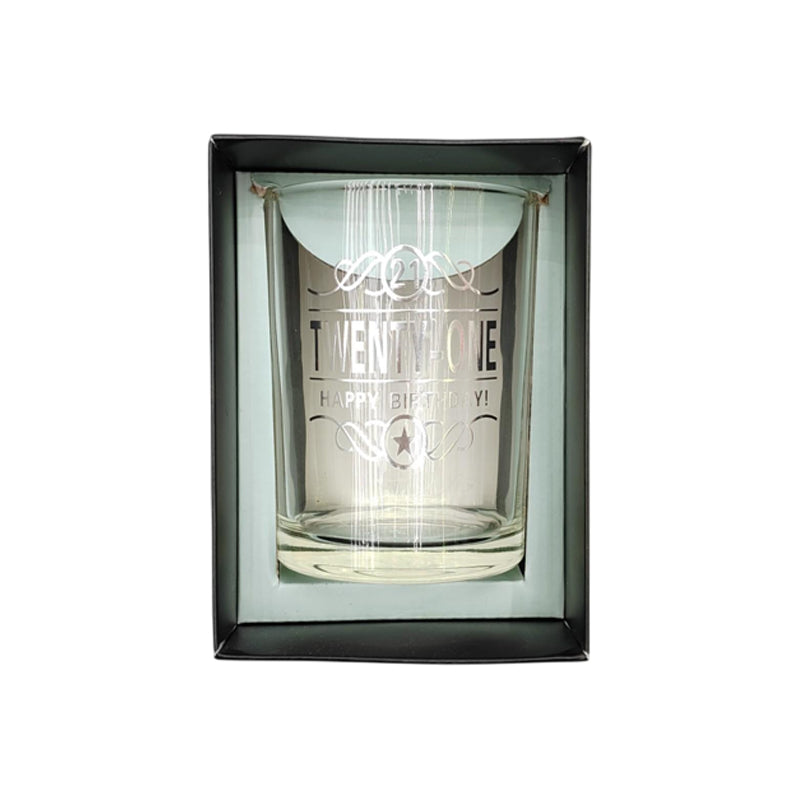 21St Happy Birthday Themed Glass 410Ml - Gold