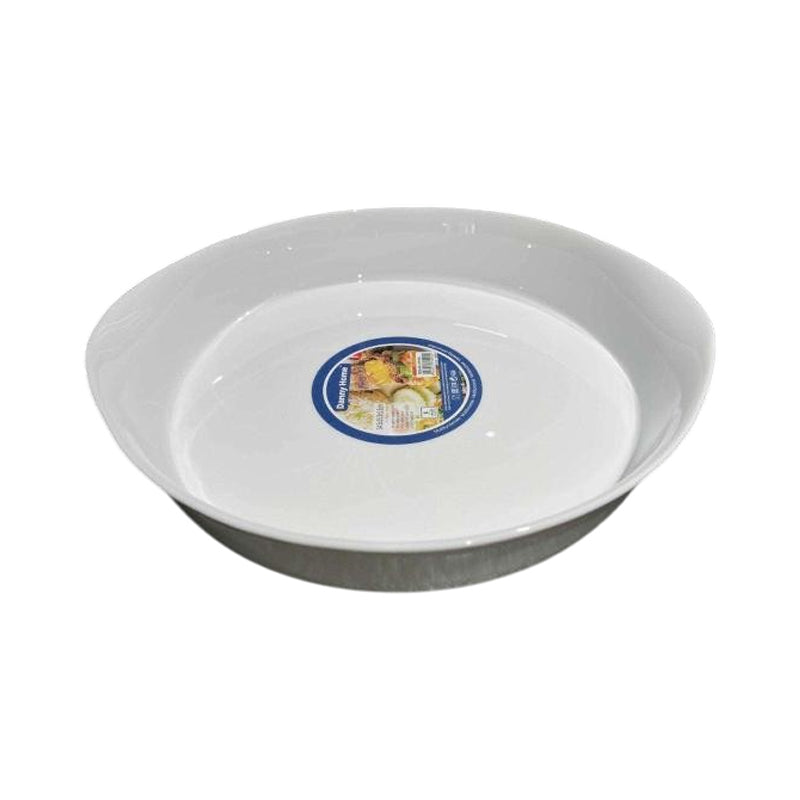 Danny Home Ceramic Round Serving Dish Handle 11.5Inch - White