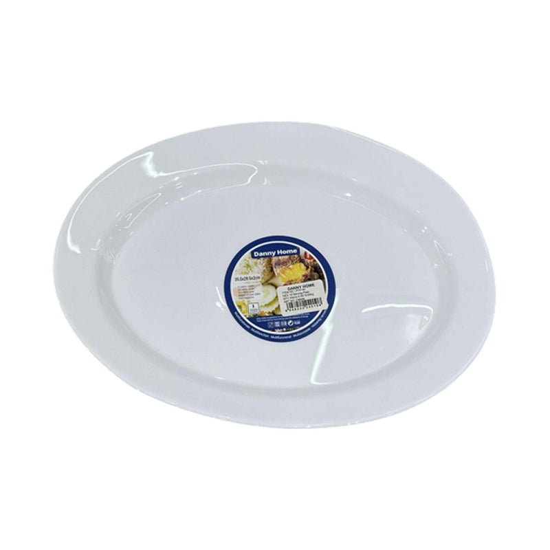 Danny Home Ceramic Oval Serving Platter 14Inch - White