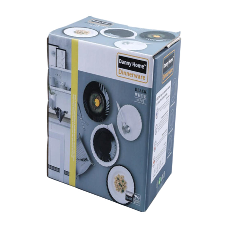 Danny Home 18Pc Dinner Set Rond -
(6 Plate+6 Dessert Plate+6 Soup Plate) - White - Black