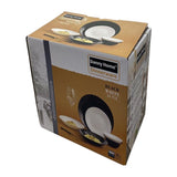 Danny Home 24Pc Dinner Set Round- (6 Plate+6 Dessert Plate+6 Soup Plate+6 Bowl) - White - Black