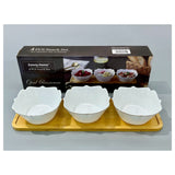 Danny Home 4Pc Dessertsnack Cups Bamboo Tray 5Inch - White