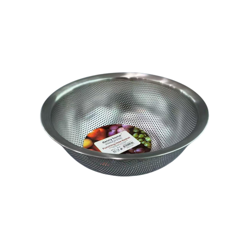Danny Home Stainless Steel Round Colander -Punching Hole 18Cm - Silver