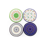 Danny Home 4Pc Ceramic Round Coaster Set Bohemian Design-35-10X1Cm-Multicolor