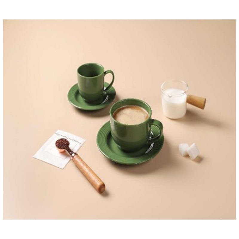 Danny Home 6Pc Ceramic Cup & Saucer Set  120Ml-Green