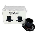 Danny Home Ceramic Cup & Saucer Set Black 100Ml-Black