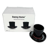 Danny Home Ceramic Cup & Saucer Set Black 220Ml-Black
