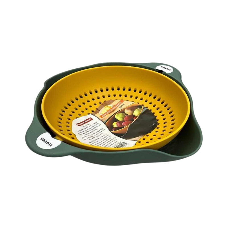 Danny Home Plastic Colander With Drain Basket  29X29XC13Cm-Green&Yellow