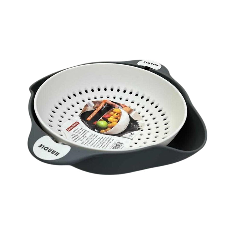 Danny Home Plastic Colander With Drain Basket  24X25X10Cm-Grey&White