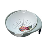 Danny Home Plastic Colander With Drain Basket- 23X25X11.5Cm-White&Gery