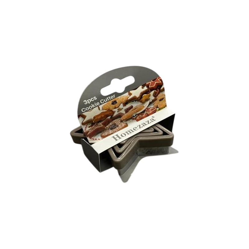 Danny Home 3Pc Stainless Steel Cookie Cutter Set Star- 8X8X6Cm-Brown