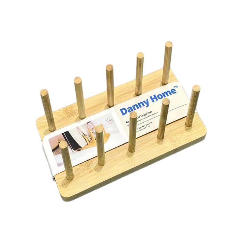 Danny Home Bamboo Wood Plate Organizer Rack 23X12.8X9.5Cm-Wooden