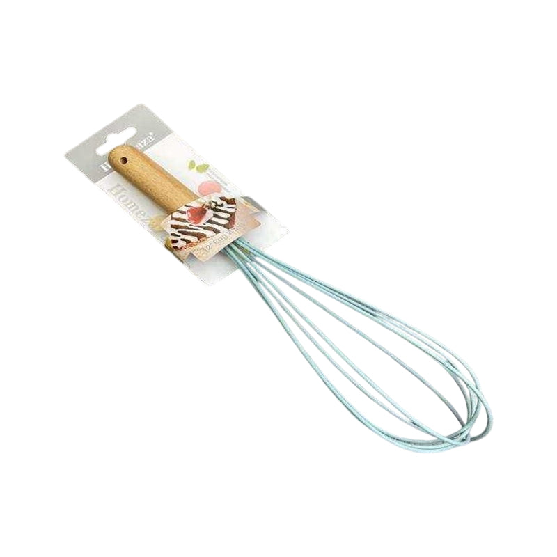 Danny Home Stainless Steel Multipurpose Whisk With Wooden Grip 30Cm-Mint Green