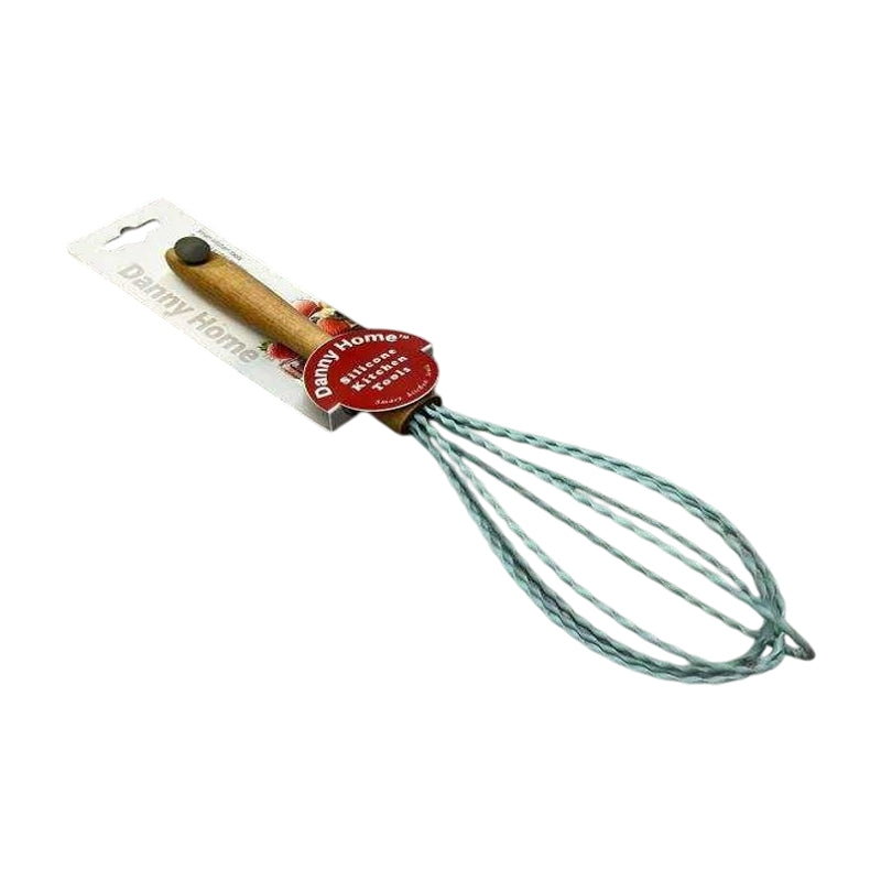 Danny Home Silicone Multipurpose Whisk With Wooden Grip 30Cm-Mint Green
