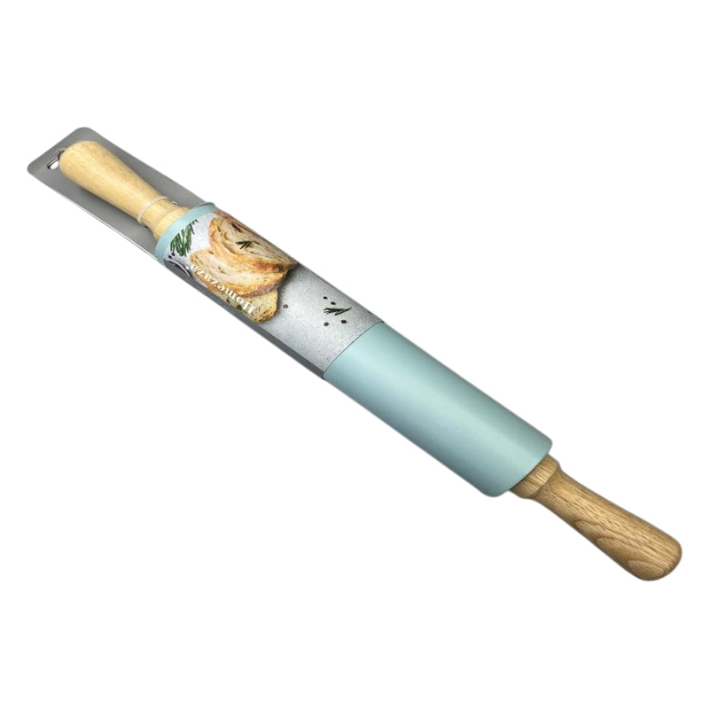 Danny Home Stainless Steel Rolling Pin With Wooden Handle 33Cm-Wooden