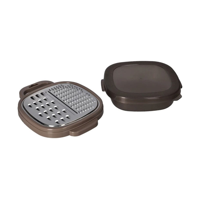 Danny Home Stainless Steel Grater With Plastic Box With Lid 19.5X14.5X5Cm-Brown