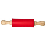 Danny Home Silicone Dough Rolling Pin With Wooden Handle- 39Cm-Red