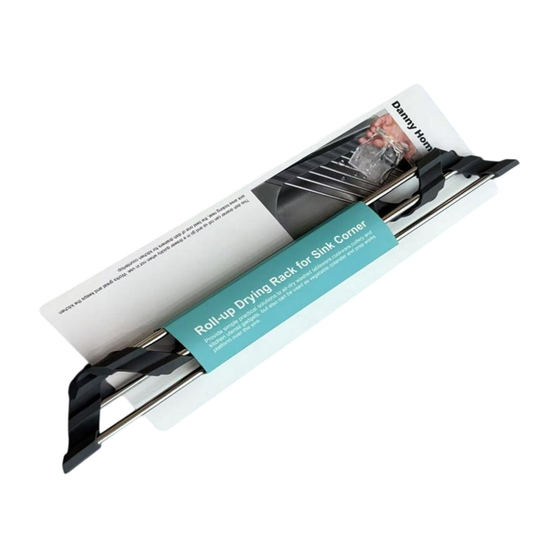 Danny Home S.S SteelPlastic Roll-Up Drying Rack For Sink Corner-Mint Green