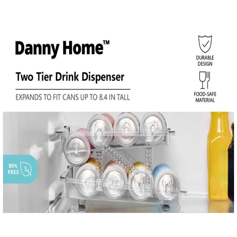Danny Home Plastic 2 Tier Drinking Can Dispenser-Upto 8 Can-Clear