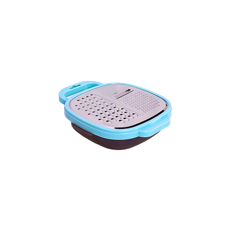 Danny Home Stainless Steel Grater With Plastic Box And Lid 25X20X6Cm-Blue