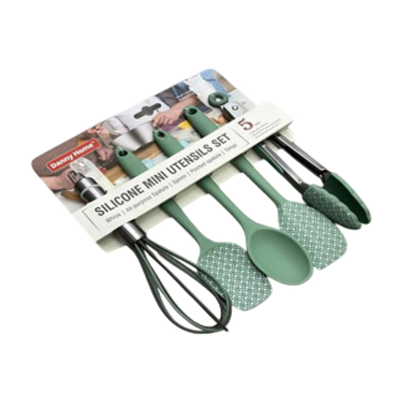 Danny Home 5Pc Silicone Kitchen Utensils Set -20/21/20/20/20Cm-Green
