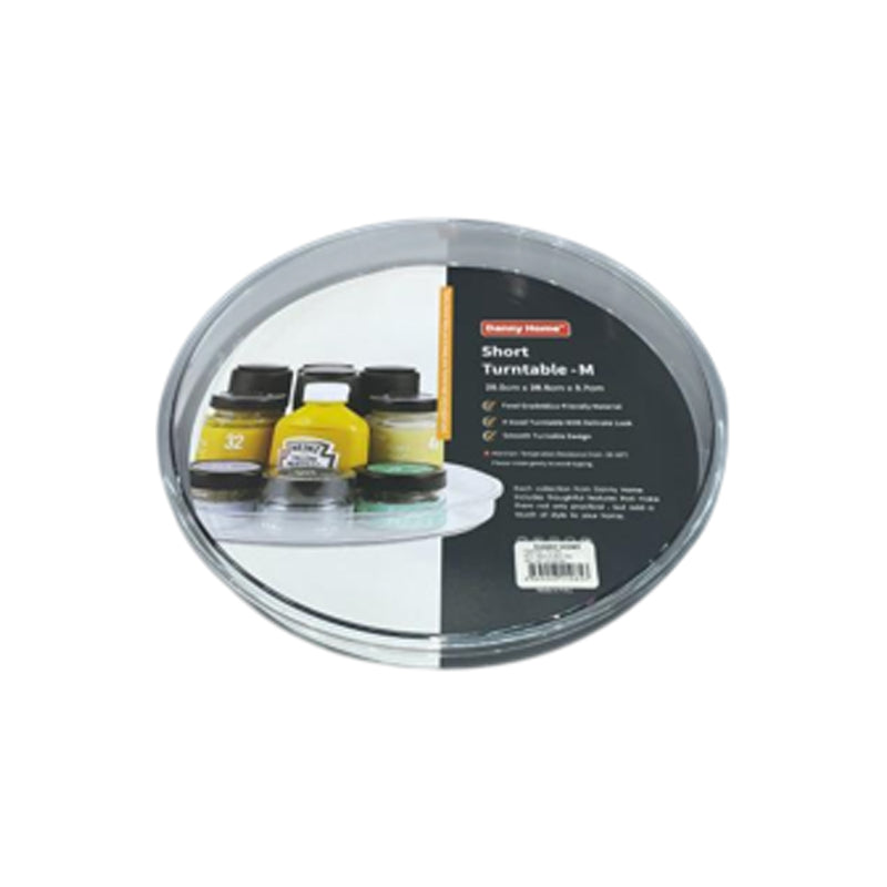 Danny Home Plastic Rotatable Round Tray Med 28.5X3.7Cm-Clear